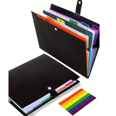 Multifunctional A4 7-Pocket Folder w/ Labels for School Office Home
