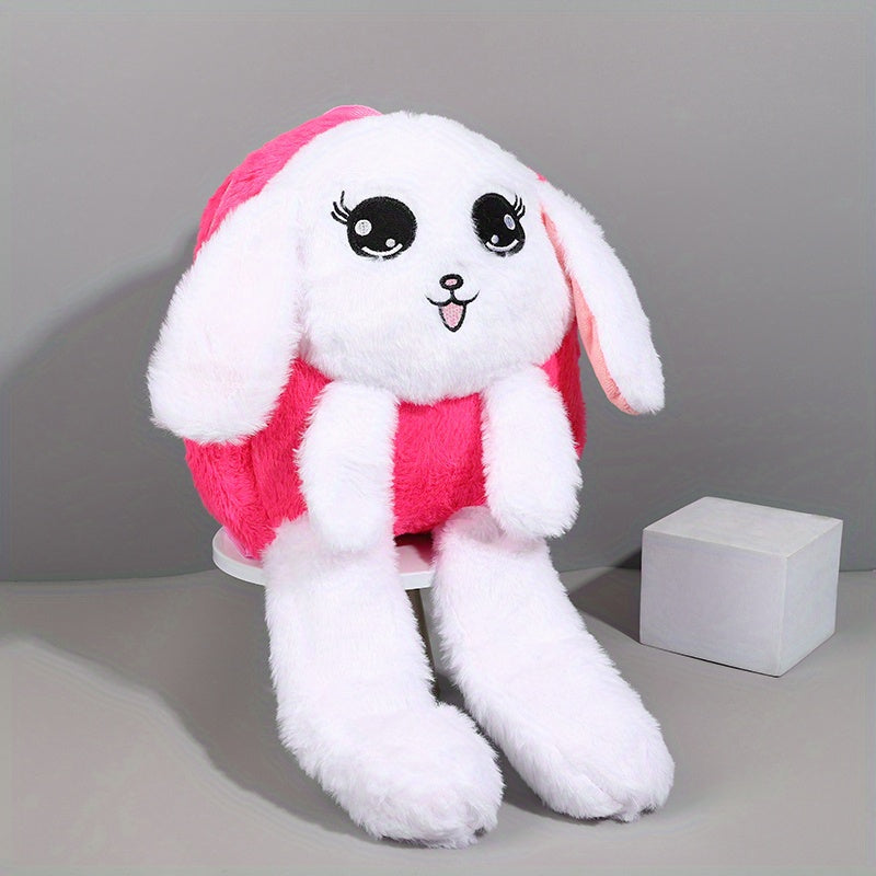 9.84in Cartoon Backpack Plush School Bag for Kids with Light