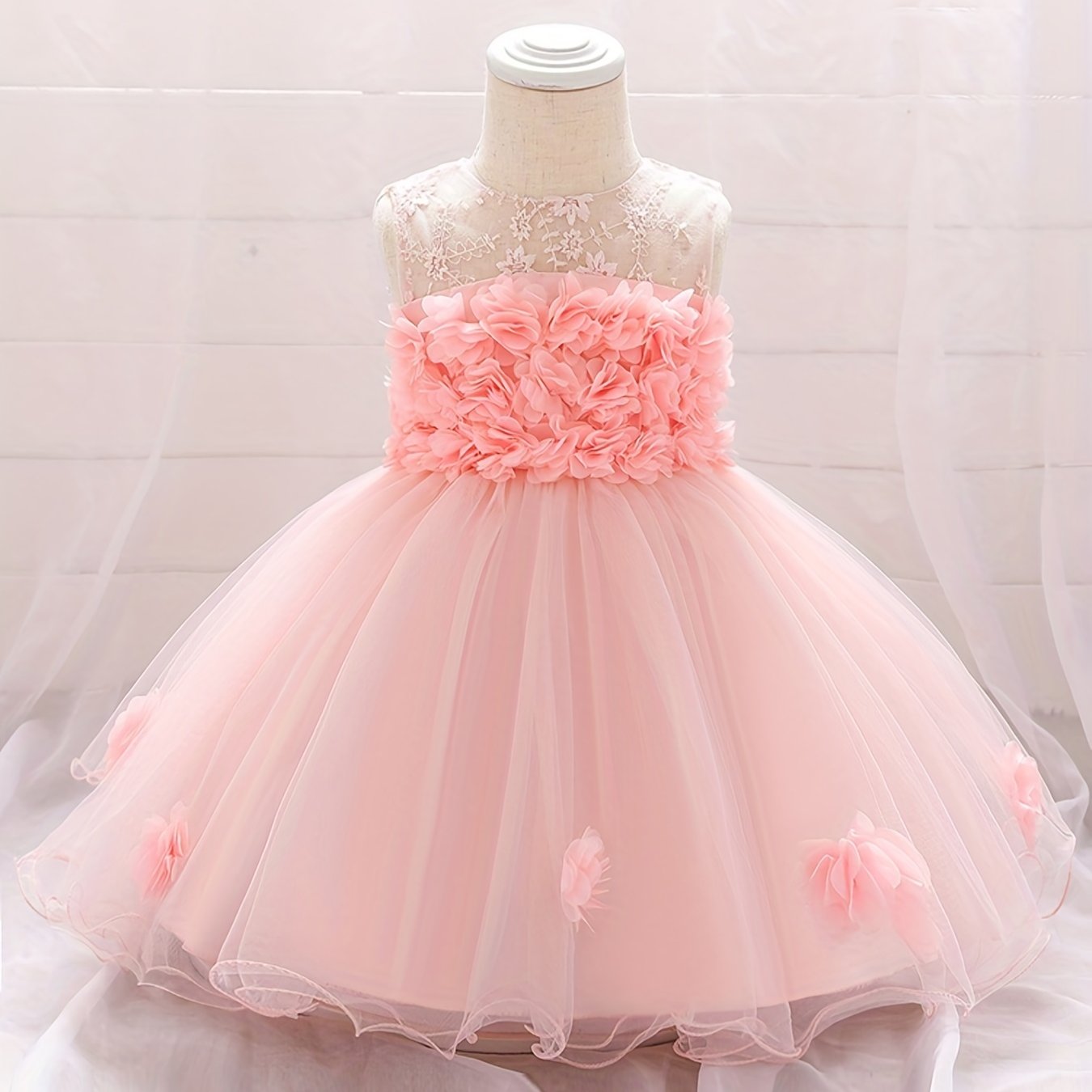 Appliques Baby Baptism Flower Girl Dress