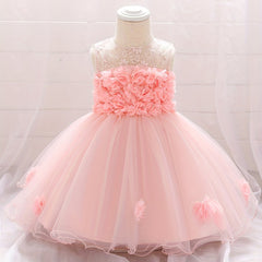 Appliques Baby Baptism Flower Girl Dress