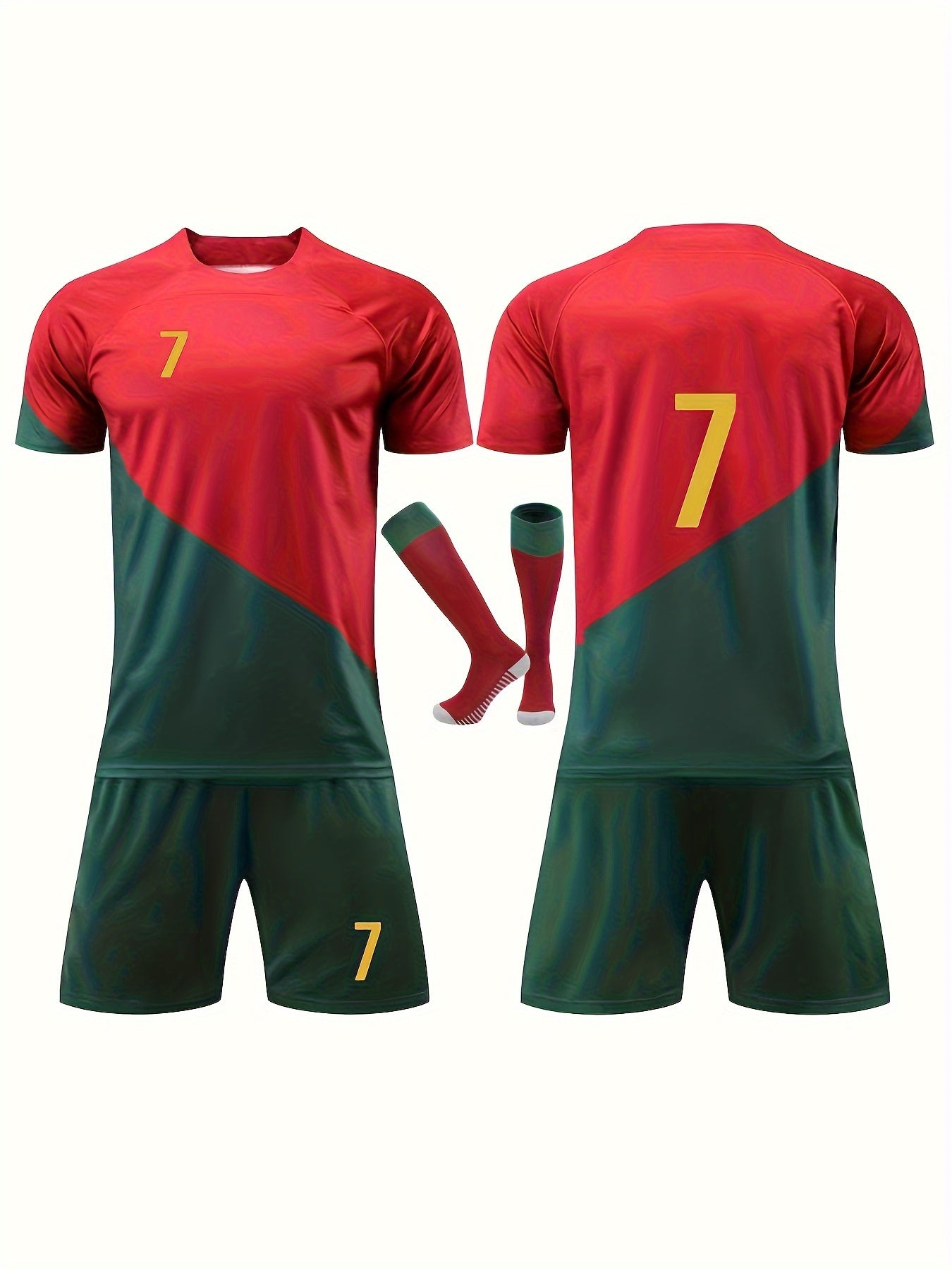 3pcs Boy's Soccer Jersey For Kids T shirt & Socks & Shorts Set