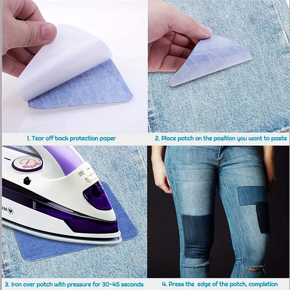 10pcs Iron On Denim Patch Repair And Decorate Jeans And Clothes