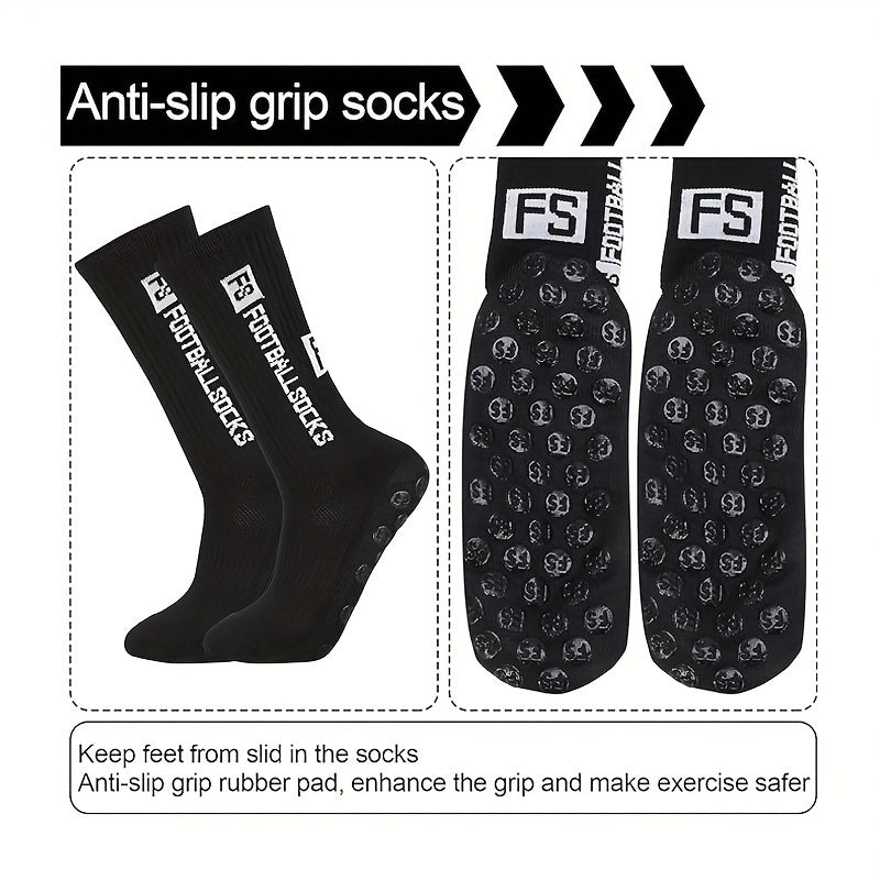 5 Pairs Silicone Dots Non Slip Football Socks Sport Crew Socks