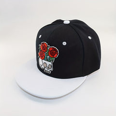 Skull Rose Embroidery Hats Adjustable Snapback Hip Hop Cap