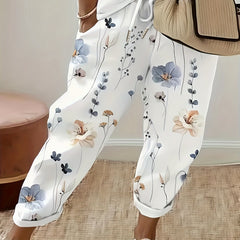  Floral Print Drawstring High Rise Pants