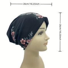 Vintage Floral Print Beanie Cap Breathable Skull Hat Women Chemo Hats