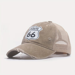 66 Route Hot Stamped Baseball Cap Half Mesh Cap Baseball Cap