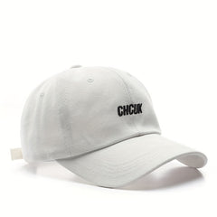CHCUK Embroidery Cotton Baseball Cap Unisex Solid Block Couple Sun Hat