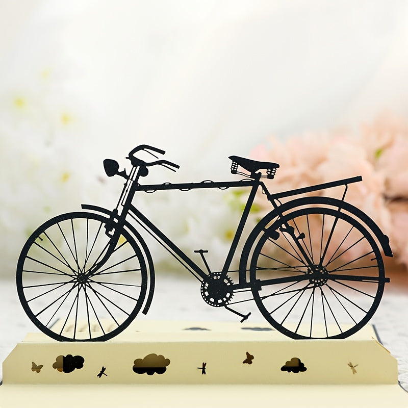 1pc Retro Bicycle Pop Up Card 3D Bicycle Greeting Card With Envelope