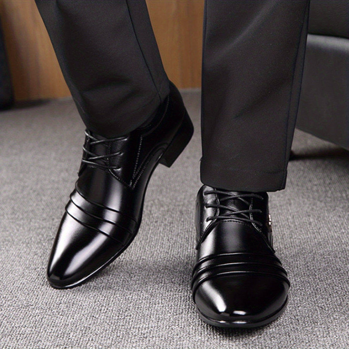 Men's Pointed Toe Derby Shoes Elegant Business Wear