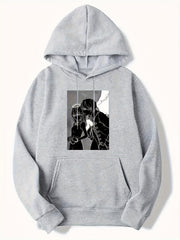 Angel Couple Anime Pattern Men's Hooded Sweatshirt