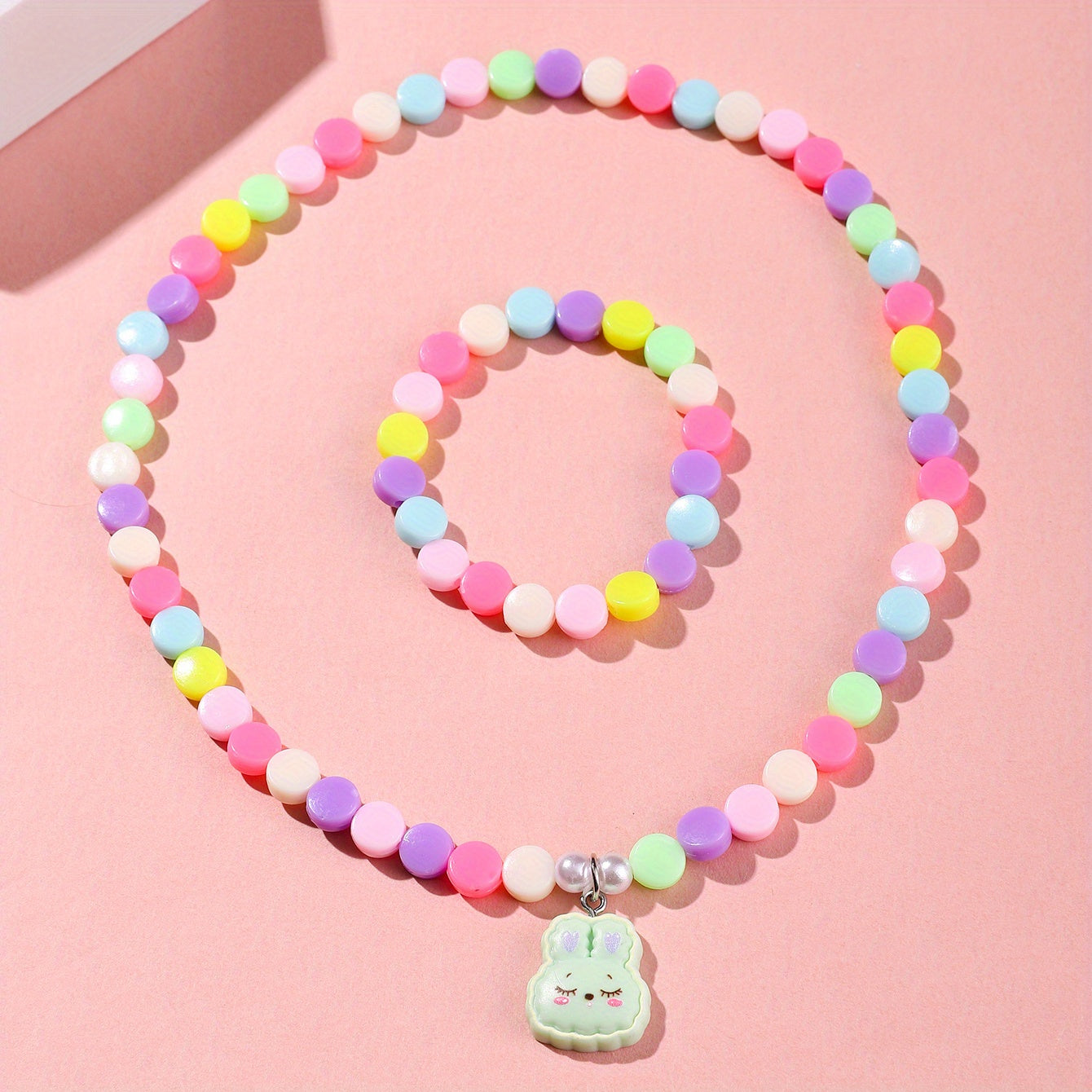 Colorful Acrylic Flower Necklace and Bracelet Jewelry Set
