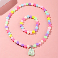 Colorful Acrylic Flower Necklace and Bracelet Jewelry Set