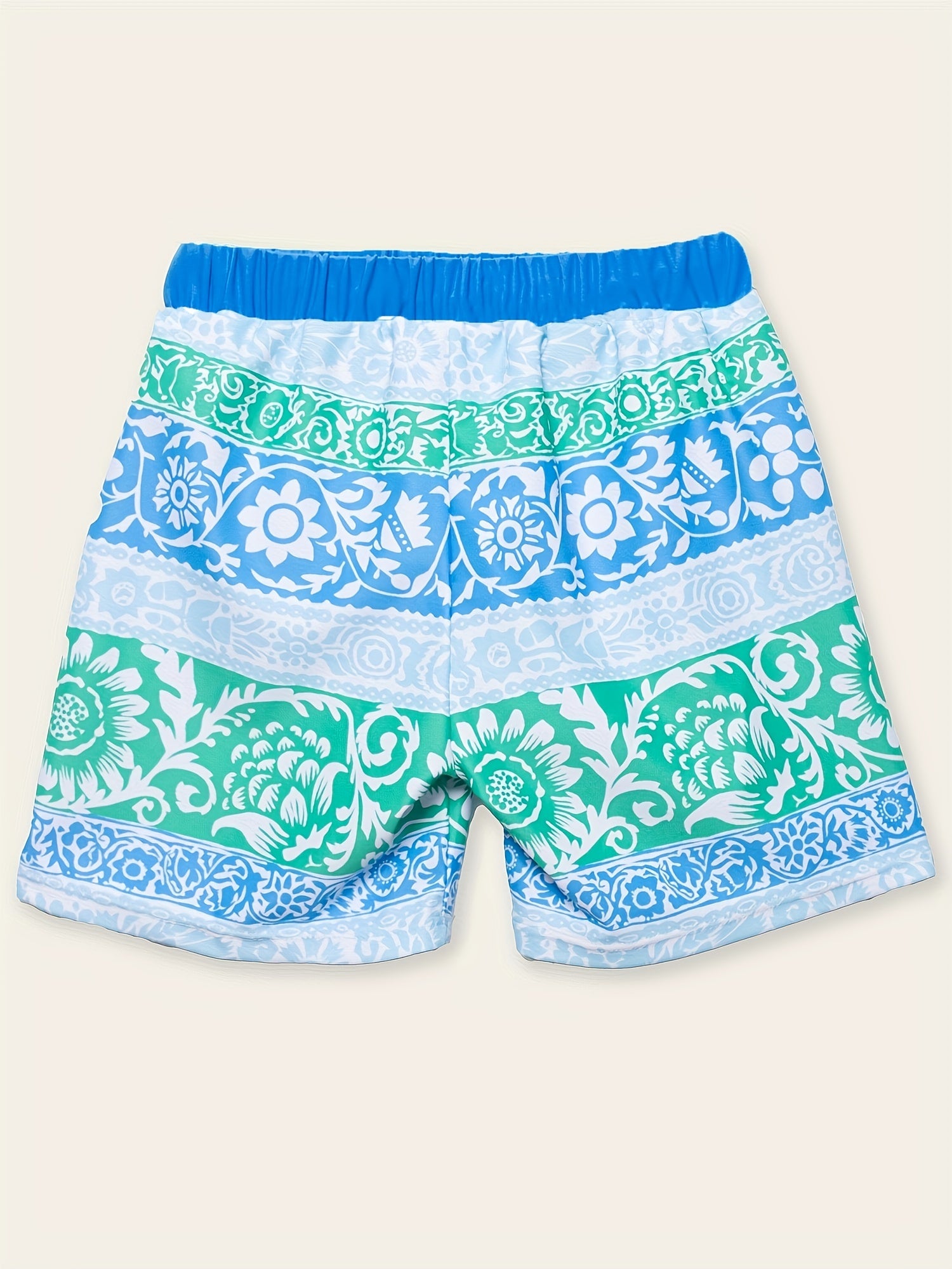 Boys Flower Print Swim Trunks Ethnic Style Beach Vacation Kids Summer