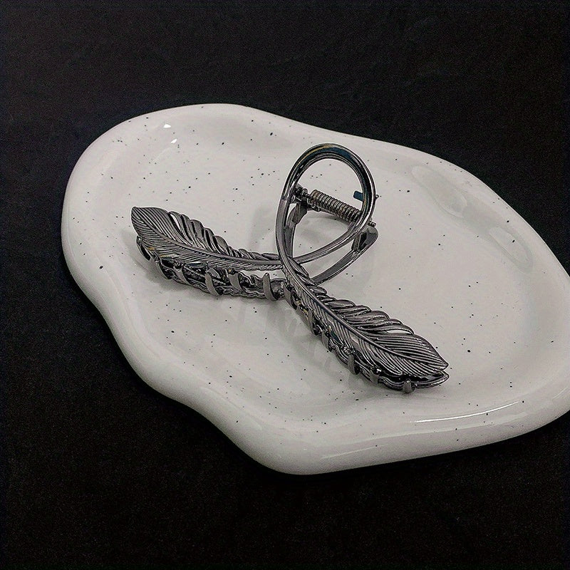 Alloy Feather Hair Claw Ponytail Holder for Women Girls