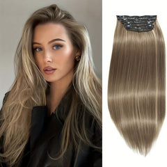 Long Straight Clip In Hair Extensions Synthetic Hair Pieces Natural Look