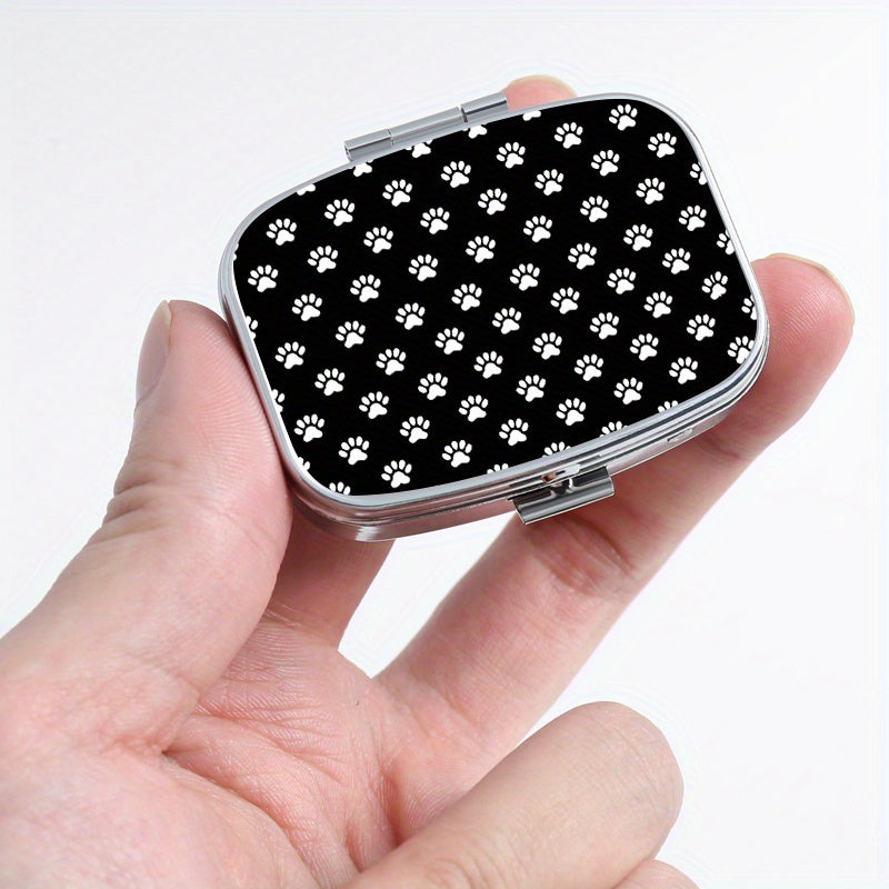 1pc Paw Print Pattern Two Compartment Pill Box Mini Medicine Box
