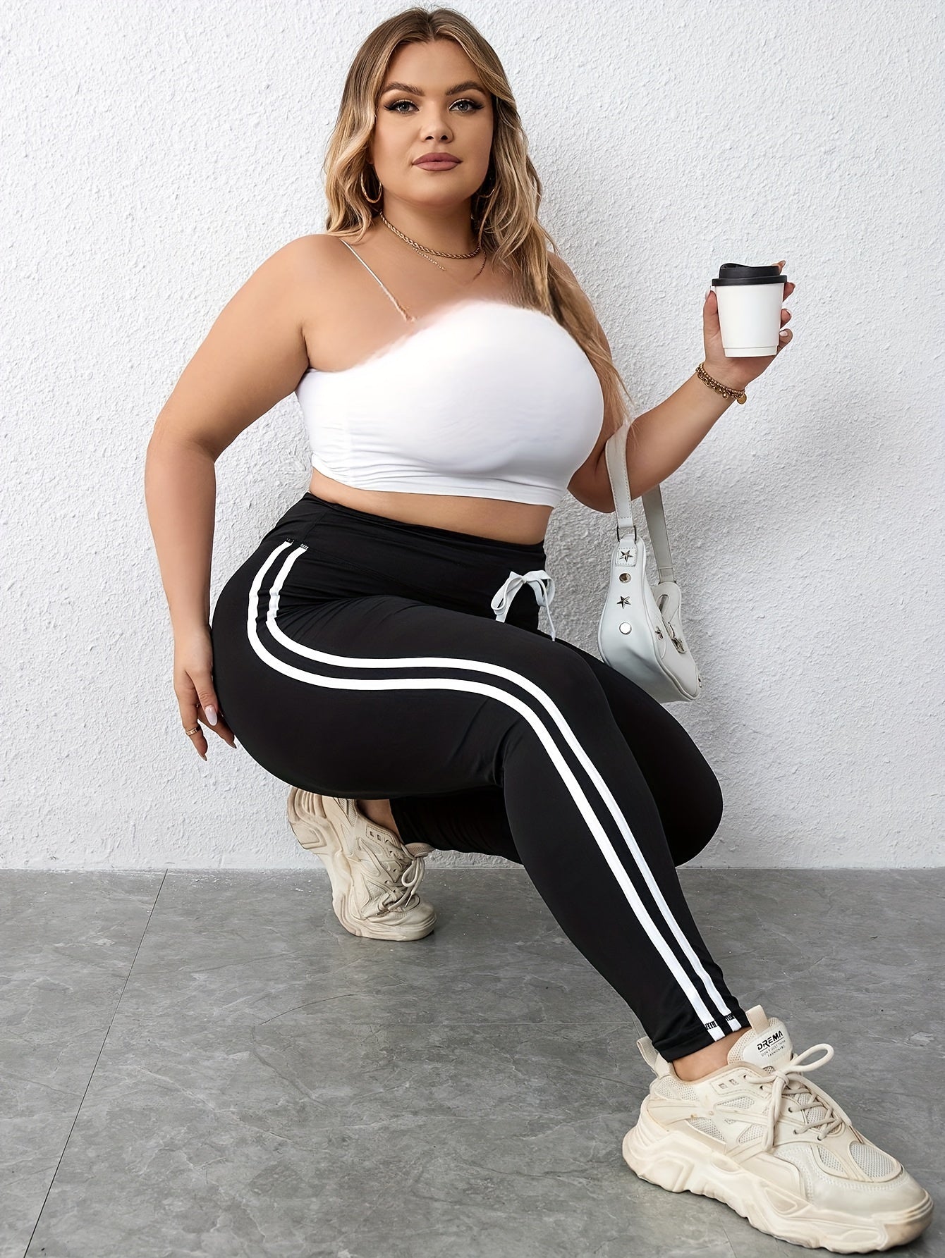  Sports Leggings Women's Plus Stripe Print Yoga Leggings