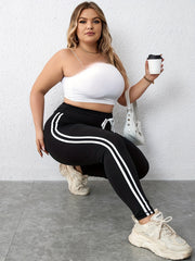  Sports Leggings Women's Plus Stripe Print Yoga Leggings