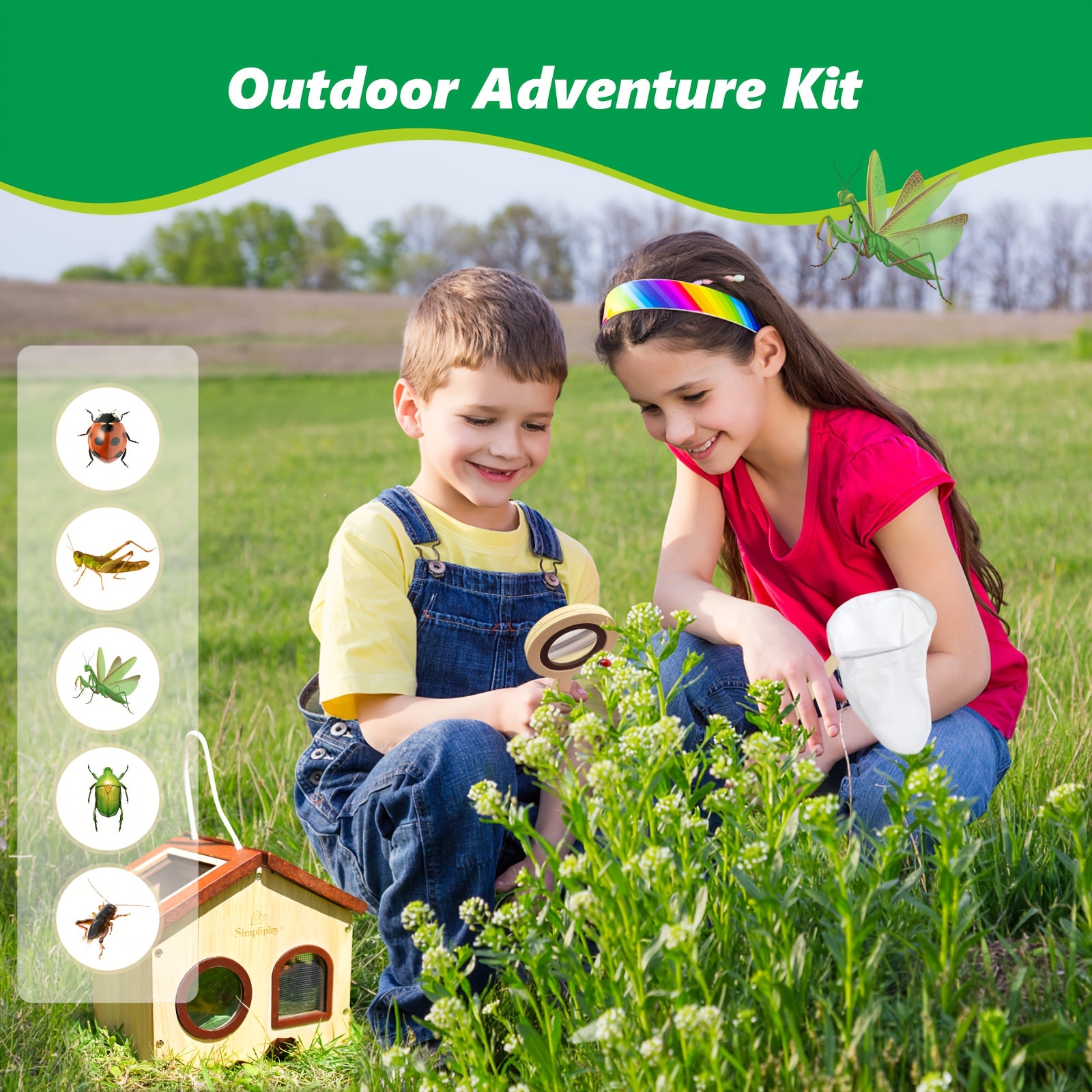 Outdoor Adventure Insect Trap Set with Hut Net and Magnifying Glass