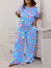  Leopard Print Tee & Pants Loungewear Set