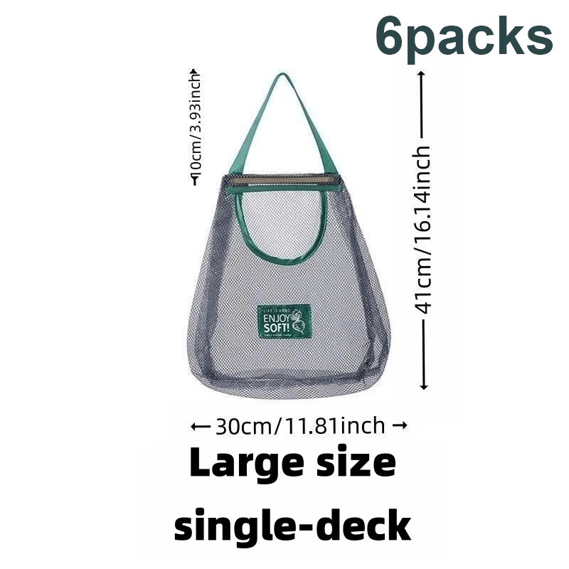 6PCS Hanging Mesh Storage Bag for Fruit Vegetable Garlic & Oni