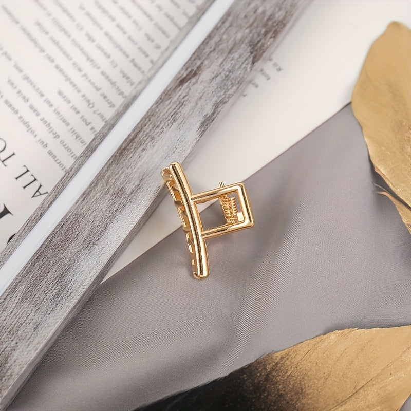 5PCS Hollow Heart Metal Hair Claw Clips Non Slip Mini Golden Geometric Barrettes