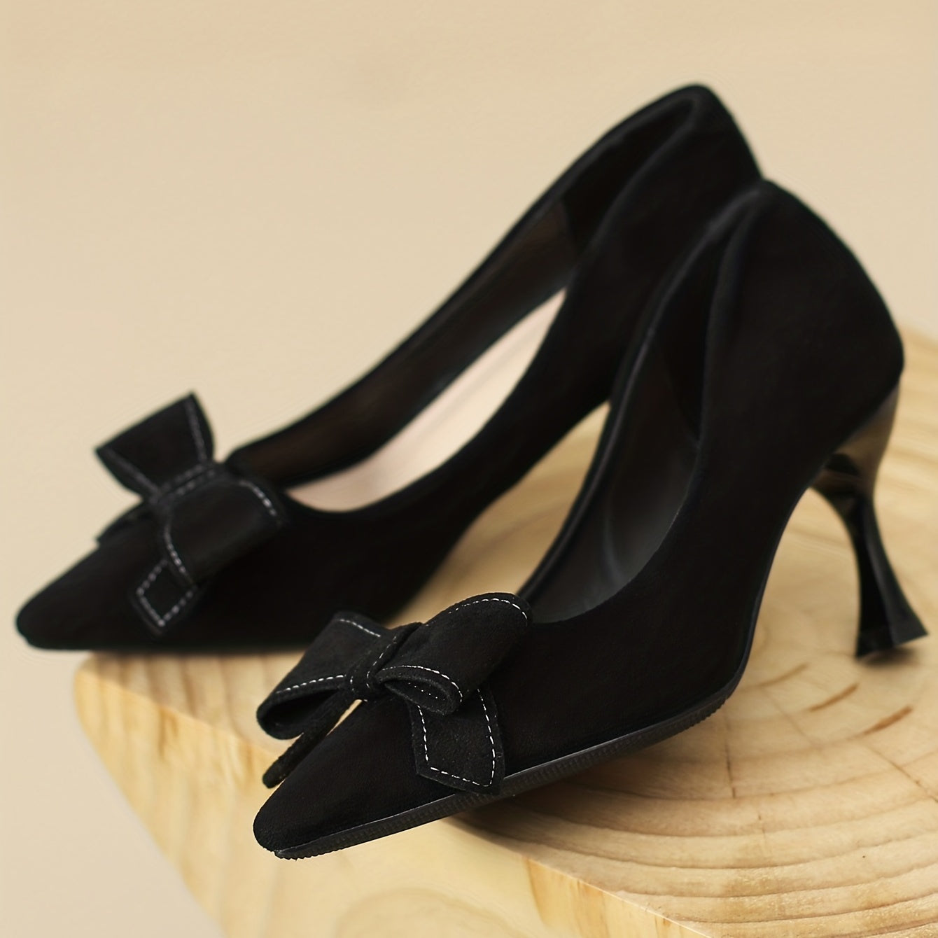 Women's Bowknot Stiletto Heels Slip On Pumps