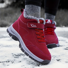 Warm Snow Boots Hook & Loop Winter Keep Warm Boots Comfort Flat Walking Boots