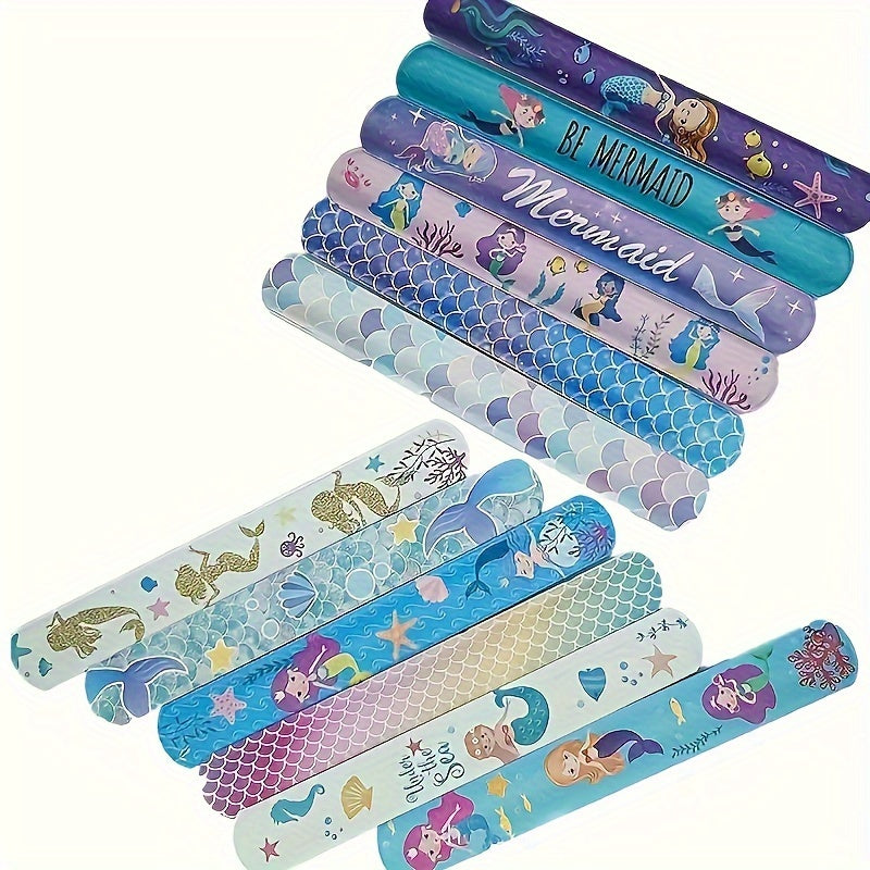 Mermaid Slap Bracelets 12pcs Vibrant Party Favors & Birthday for Kids