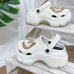 Women's Bear Charm Platform Clogs Slide Sandals