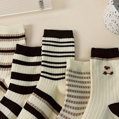 Colorblock Stripe Print Socks Comfy & Breathable Women's Stockings