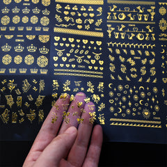 30pcs Golden Foil Nail Art Stickers Set Self Adhesive Metallic Decals