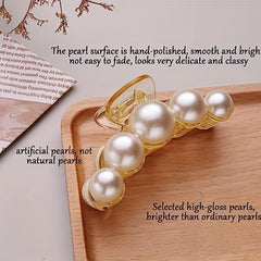 4pcs Faux Pearl Hair Claw Small Large Nonslip Shark Claw For Ponytail Holder