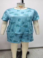  Leopard Print Tee & Shorts Loungewear Set