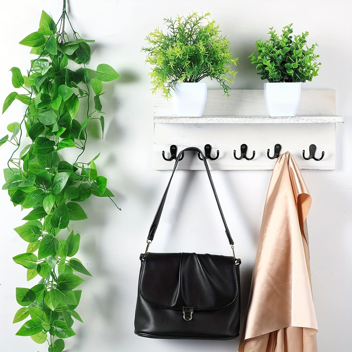 Rustic Coat Rack Shelf Wall Mounted Wood Entryway Coat Hat Hanger