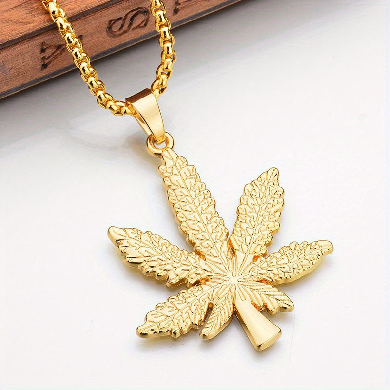 Men's Maple Leaf Pendant Necklace Long Ladies Sweater Chain