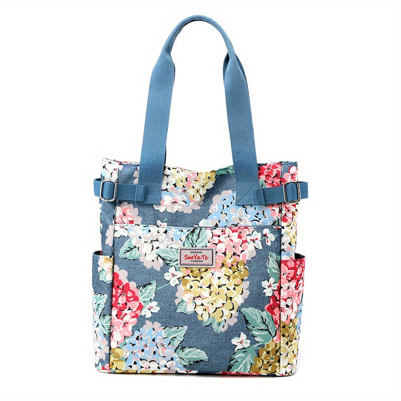 Floral Butterfly Print Tote Bag Large Capacity Shoulder Bag