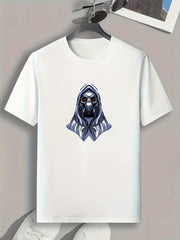 Skull Pattern Men's Graphic T-shirt for Summer