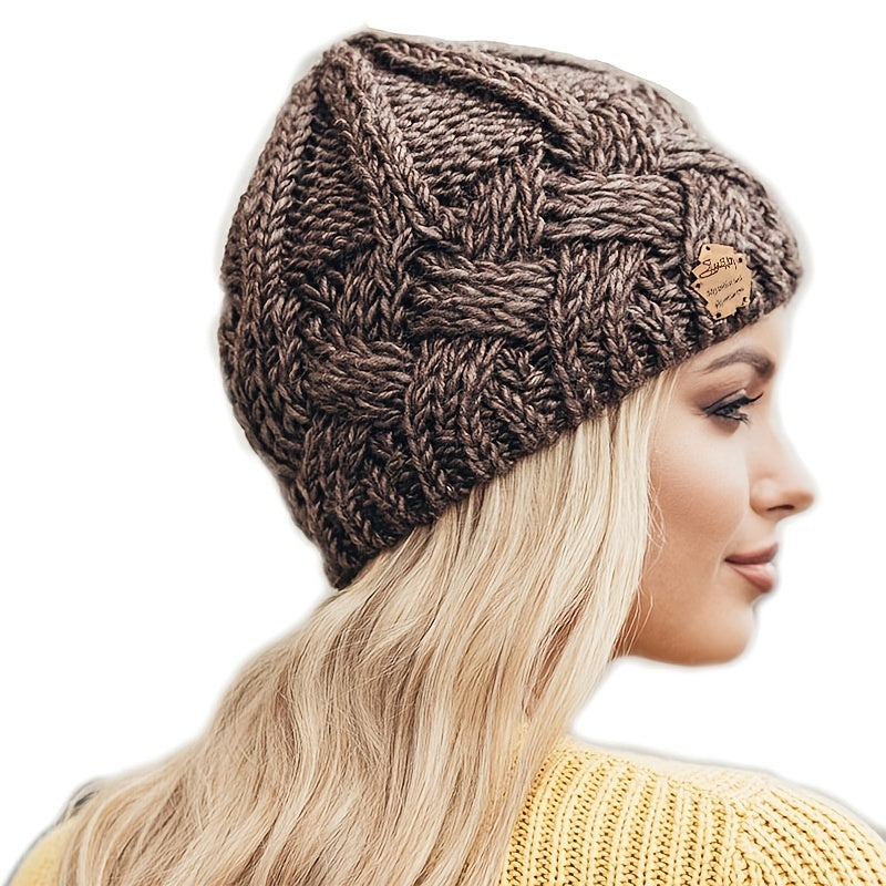 Vintage Ribbed Knit Beanie Hat