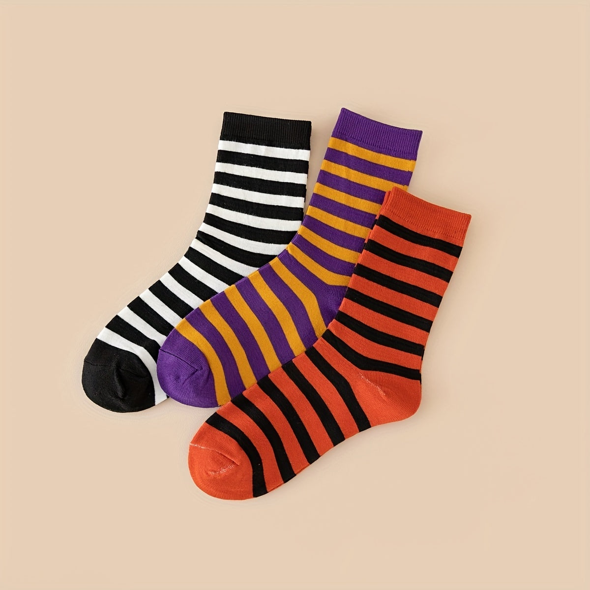 3 Pairs Striped Socks Women's Stockings & Hosiery