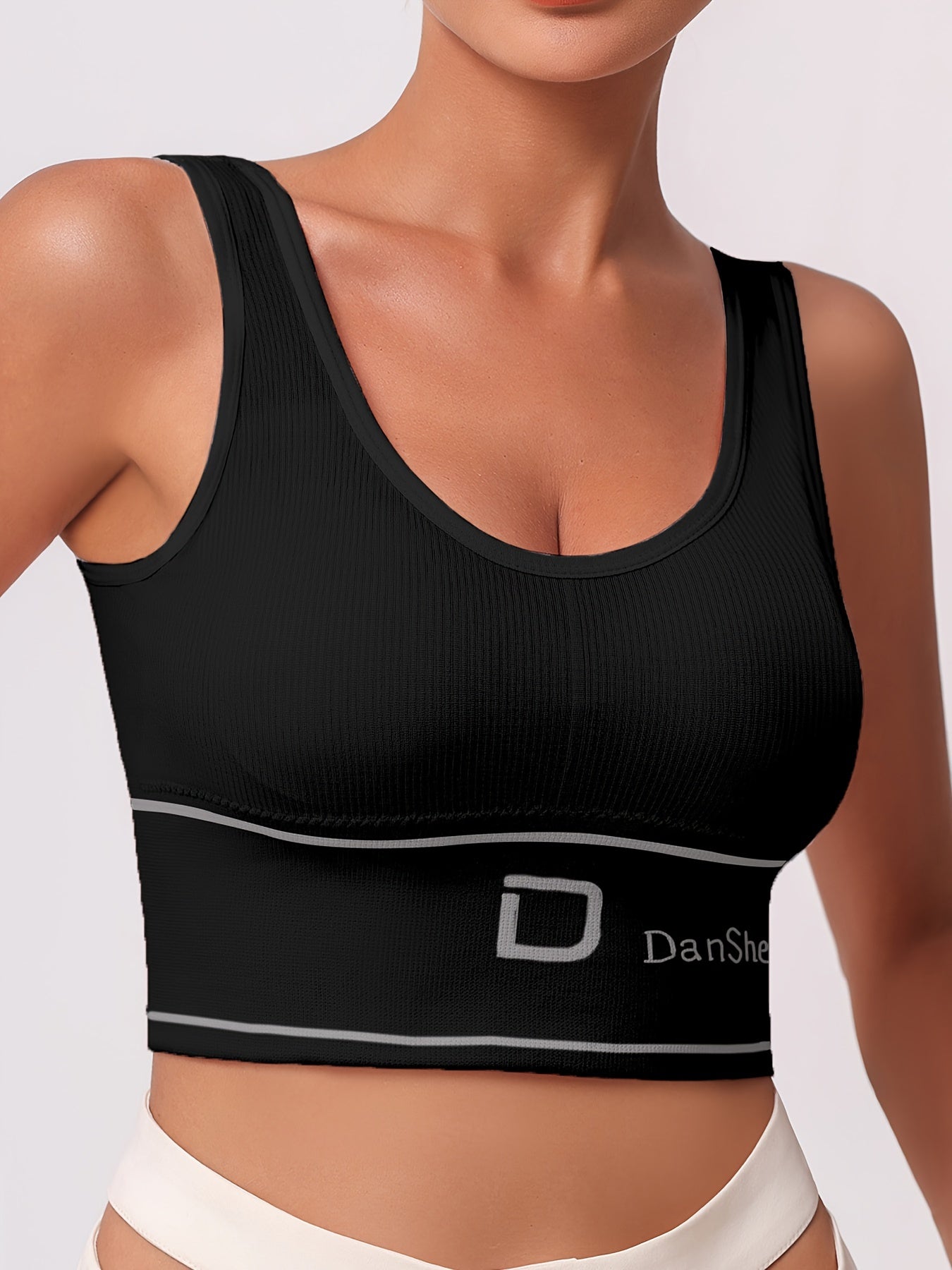 2pcs Letter Print Sports Bra Yoga Crop Tank Top Women's Activewear