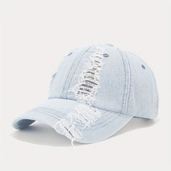 Washed Ripped Denim Peaked Cap Outdoor Sun Protection Baseball Cap
