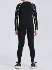 Boys Sports Training Outfits Plus Fleece Thermal Top - Quick Drying
