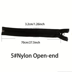 No 5 Nylon Zipper Half Round Head Open Tail Insert Coat Zipper