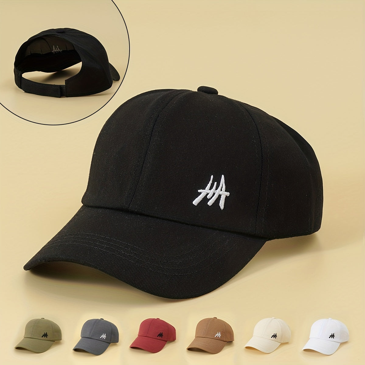 Backless Ponytail Baseball Cap Embroidery Sun Hat Sports Dad