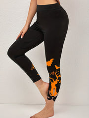 Floral Print High Rise Plus Size Leggings