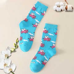 Flying Pigs Novelty Crew Socks Women's Stockings