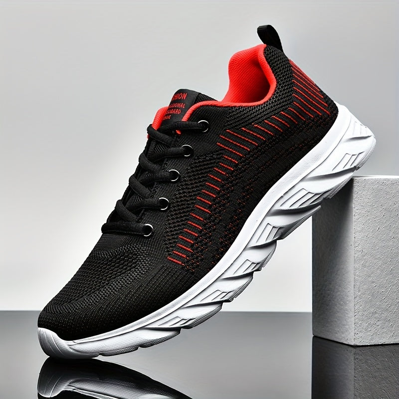 Men's Lace-Up Walking Shoes Breathable Knit Casual Sneakers