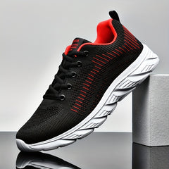 Men's Lace-Up Walking Shoes Breathable Knit Casual Sneakers
